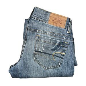 American Eagle Outfitters AEO Bootcut Jeans Womens 4 29 Light Wash Embroidered